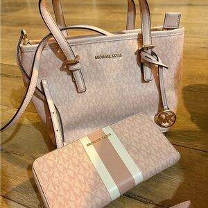 Michael Kors Blush Pink Logo Tote with Matching Wallet